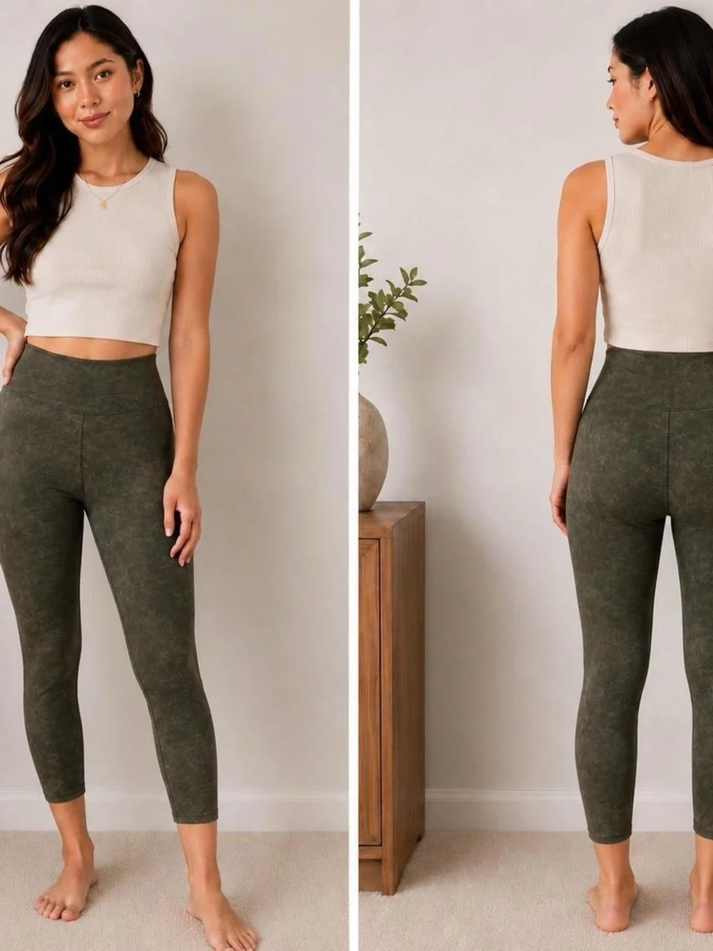 aerie Offline Faux Leather Olive High-Rise 7/8 Leggings​